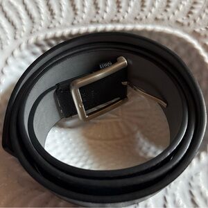 Calvin Klein Black Leather Belt with Silver Buckle